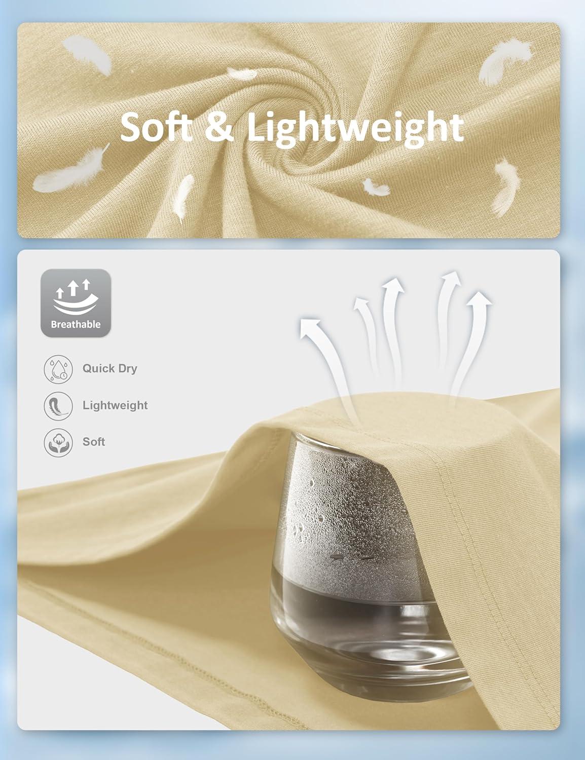 imageMAGCOMSEN Mens TShirts UPF 50 Cooling Short Sleeve Shirts Cotton Lightweight Moisture Wicking Soft Casual Summer TeesLight Apricot