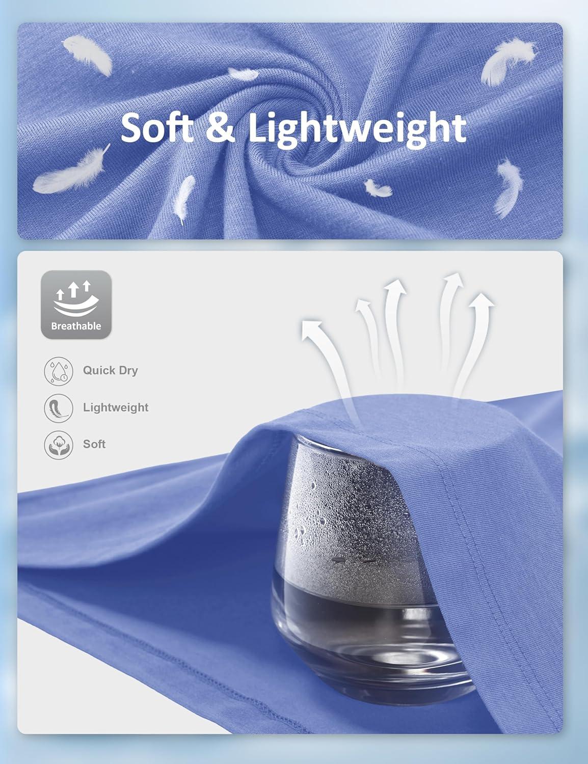 imageMAGCOMSEN Mens TShirts UPF 50 Cooling Short Sleeve Shirts Cotton Lightweight Moisture Wicking Soft Casual Summer TeesLight Blue