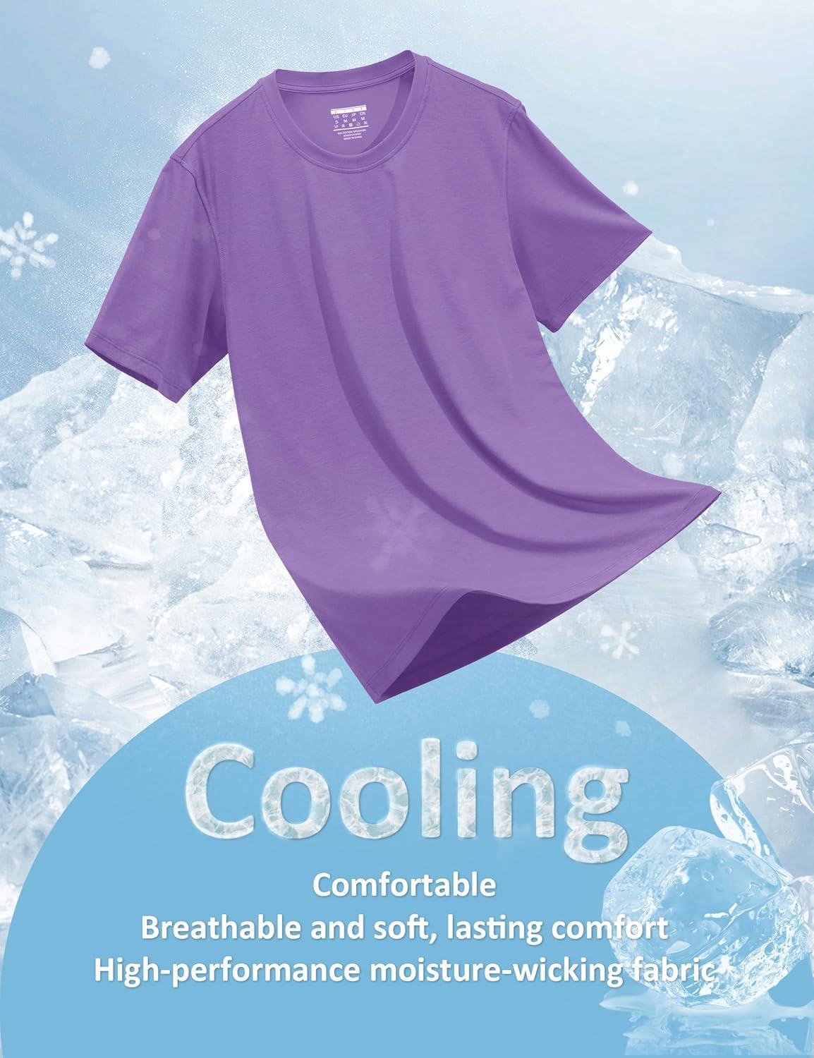 imageMAGCOMSEN Mens TShirts UPF 50 Cooling Short Sleeve Shirts Cotton Lightweight Moisture Wicking Soft Casual Summer TeesLight Purple