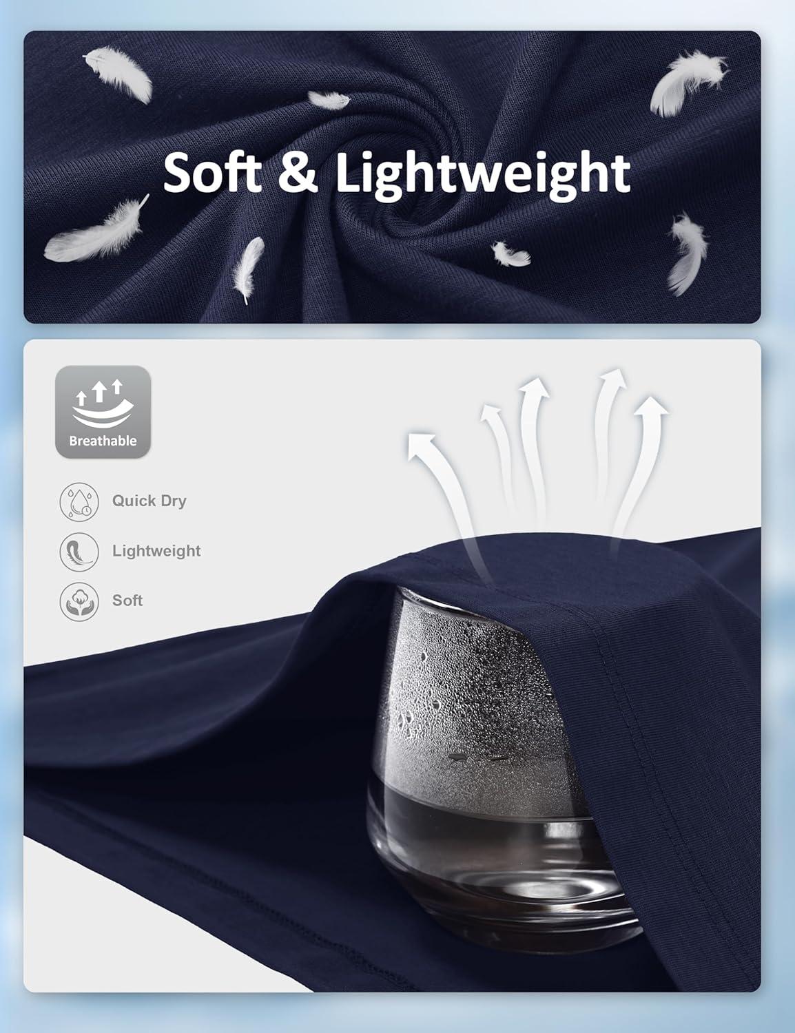 imageMAGCOMSEN Mens TShirts UPF 50 Cooling Short Sleeve Shirts Cotton Lightweight Moisture Wicking Soft Casual Summer TeesNavy