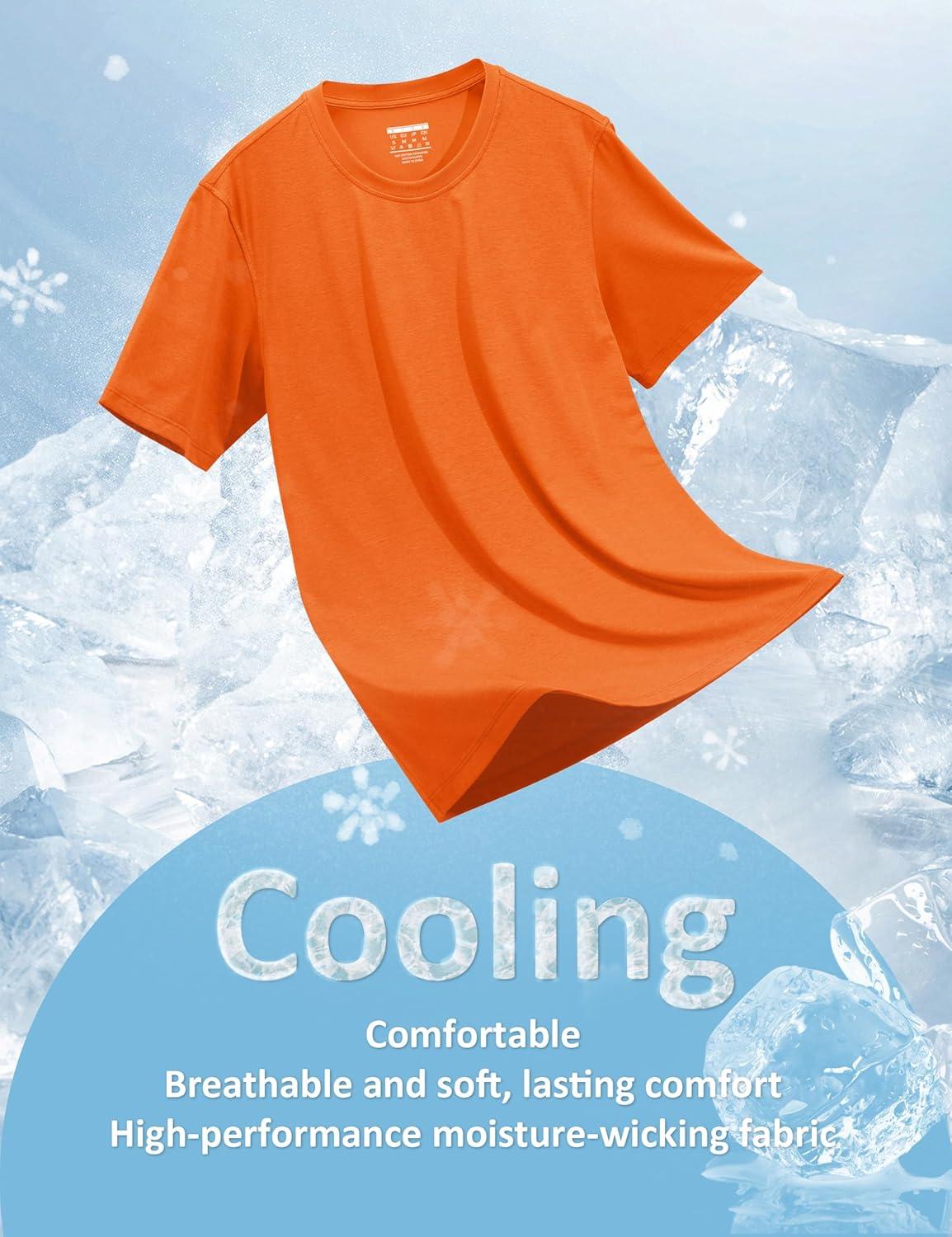 imageMAGCOMSEN Mens TShirts UPF 50 Cooling Short Sleeve Shirts Cotton Lightweight Moisture Wicking Soft Casual Summer TeesOrange