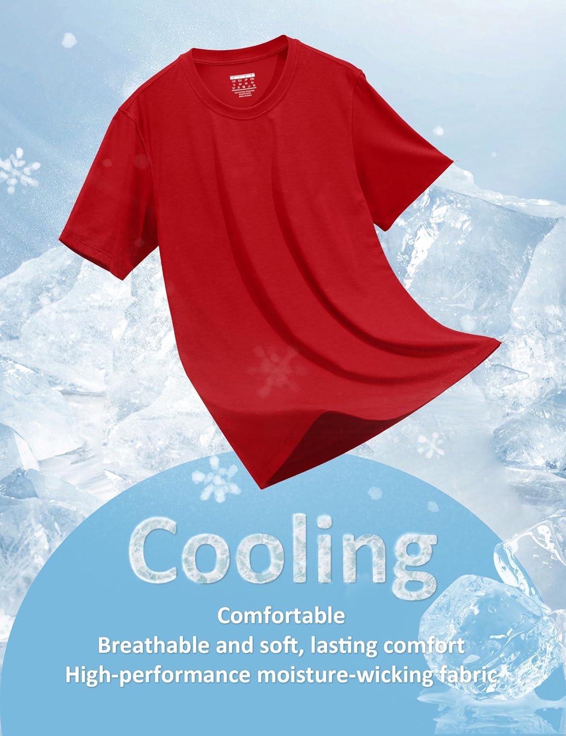imageMAGCOMSEN Mens TShirts UPF 50 Cooling Short Sleeve Shirts Cotton Lightweight Moisture Wicking Soft Casual Summer TeesTomato Red