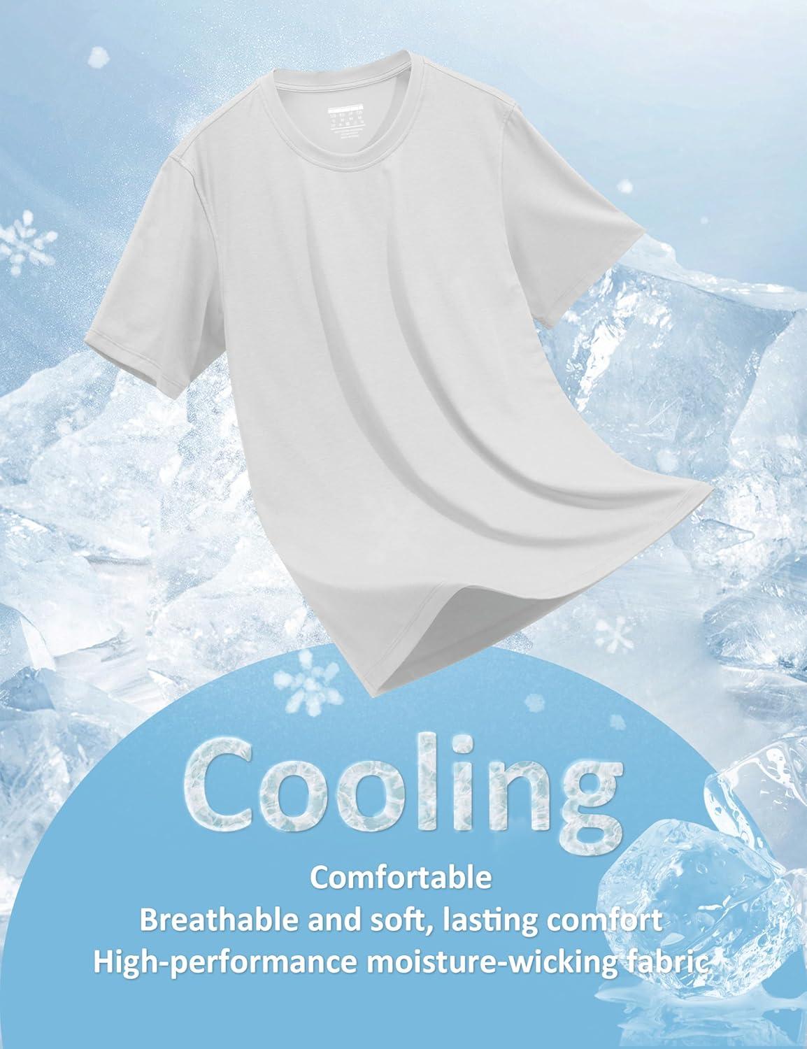 imageMAGCOMSEN Mens TShirts UPF 50 Cooling Short Sleeve Shirts Cotton Lightweight Moisture Wicking Soft Casual Summer TeesWhite