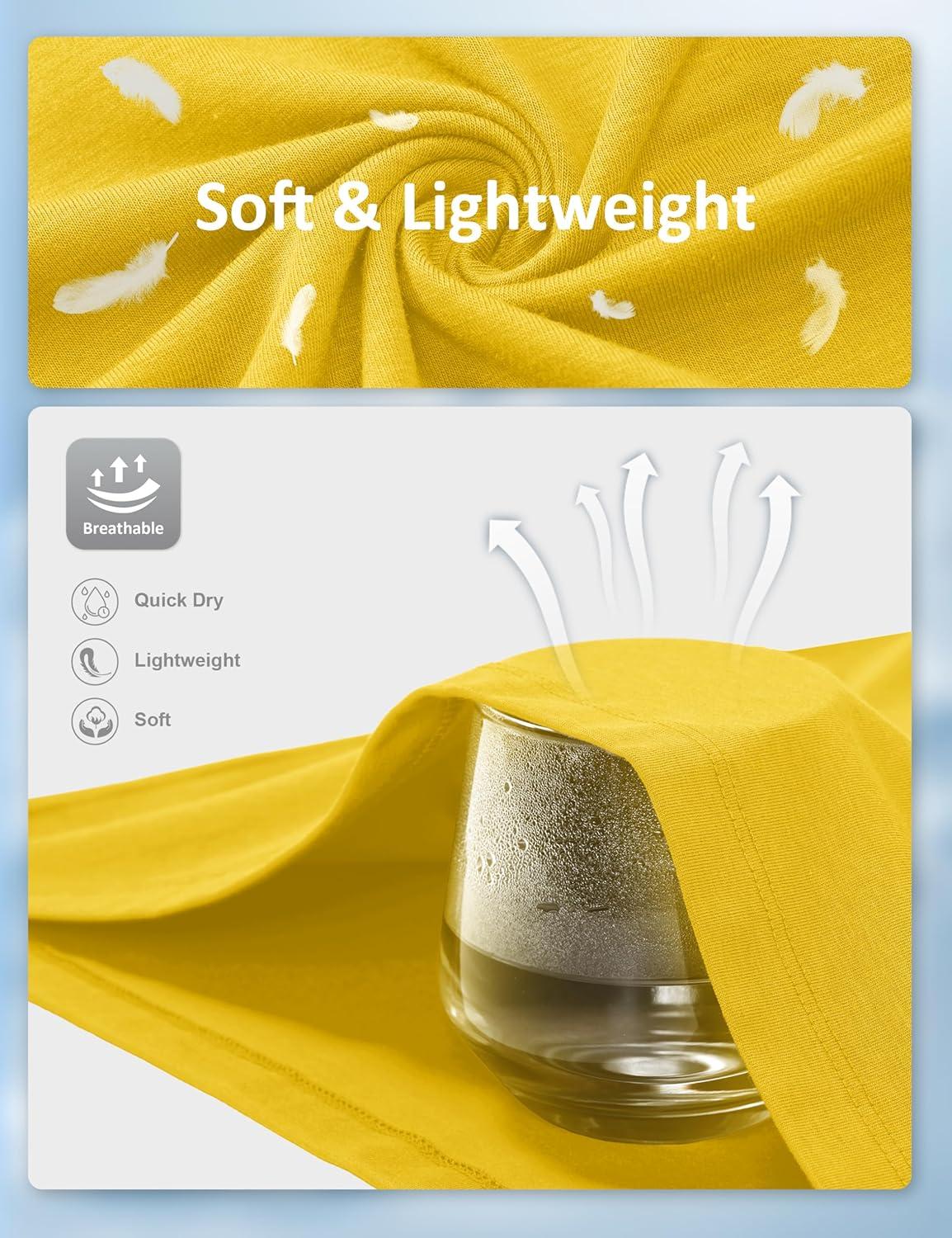 imageMAGCOMSEN Mens TShirts UPF 50 Cooling Short Sleeve Shirts Cotton Lightweight Moisture Wicking Soft Casual Summer TeesYellow