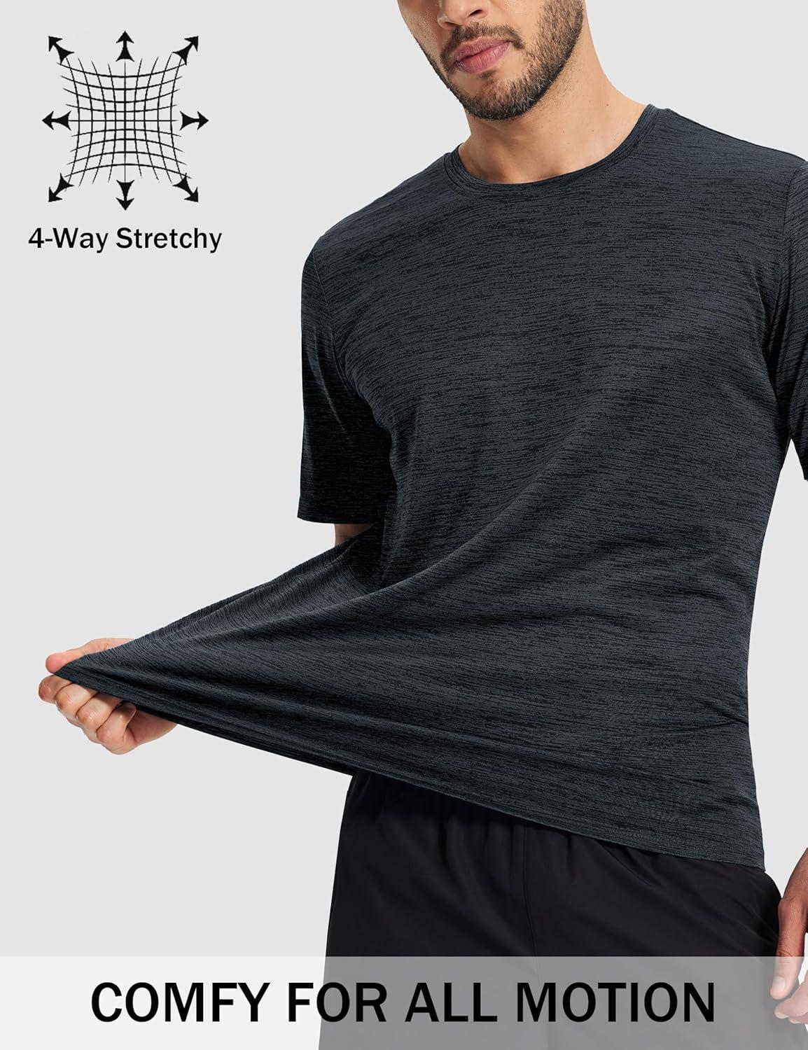 imageMAGCOMSEN Mens Workout Shirts Short Sleeve Tees Quick Dry Moisture Wicking Athletic Gym Running Crewneck TShirtBlack
