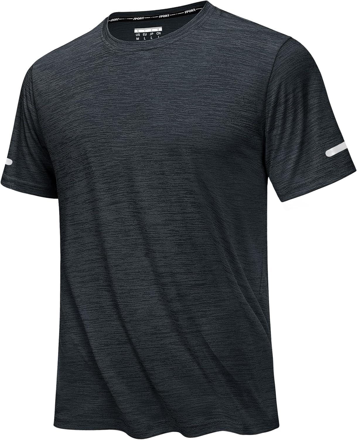 imageMAGCOMSEN Mens Workout Shirts Short Sleeve Tees Quick Dry Moisture Wicking Athletic Gym Running Crewneck TShirtBlack