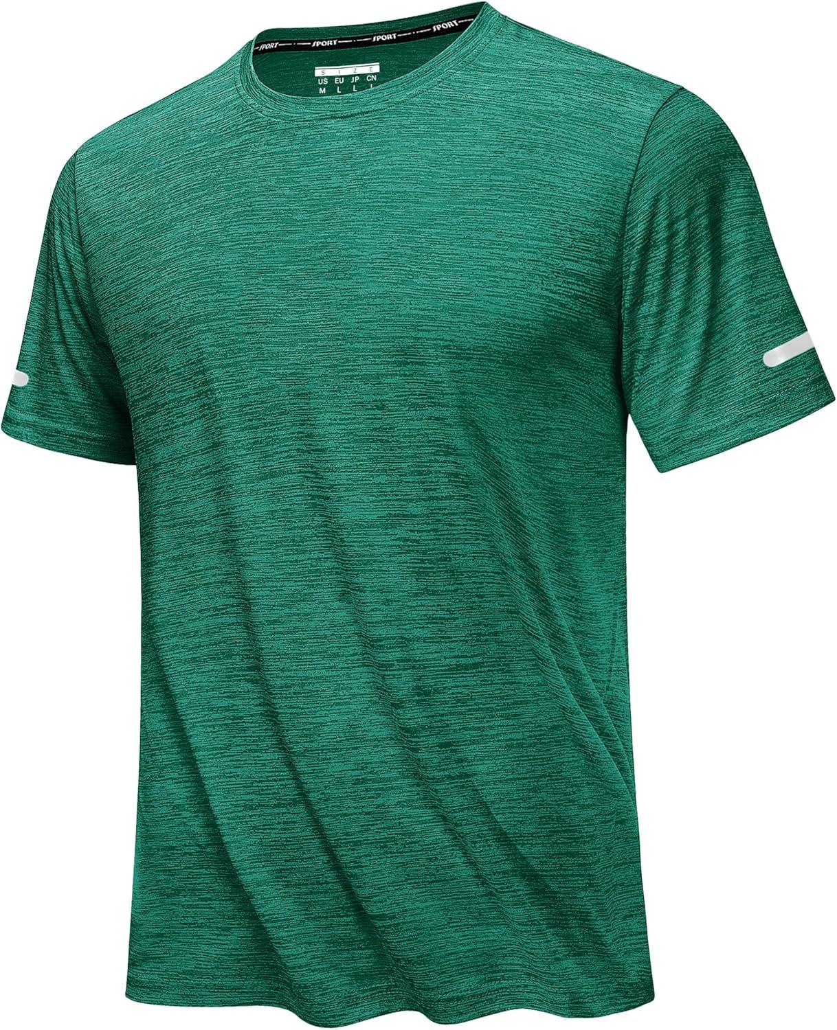 imageMAGCOMSEN Mens Workout Shirts Short Sleeve Tees Quick Dry Moisture Wicking Athletic Gym Running Crewneck TShirtJade Green