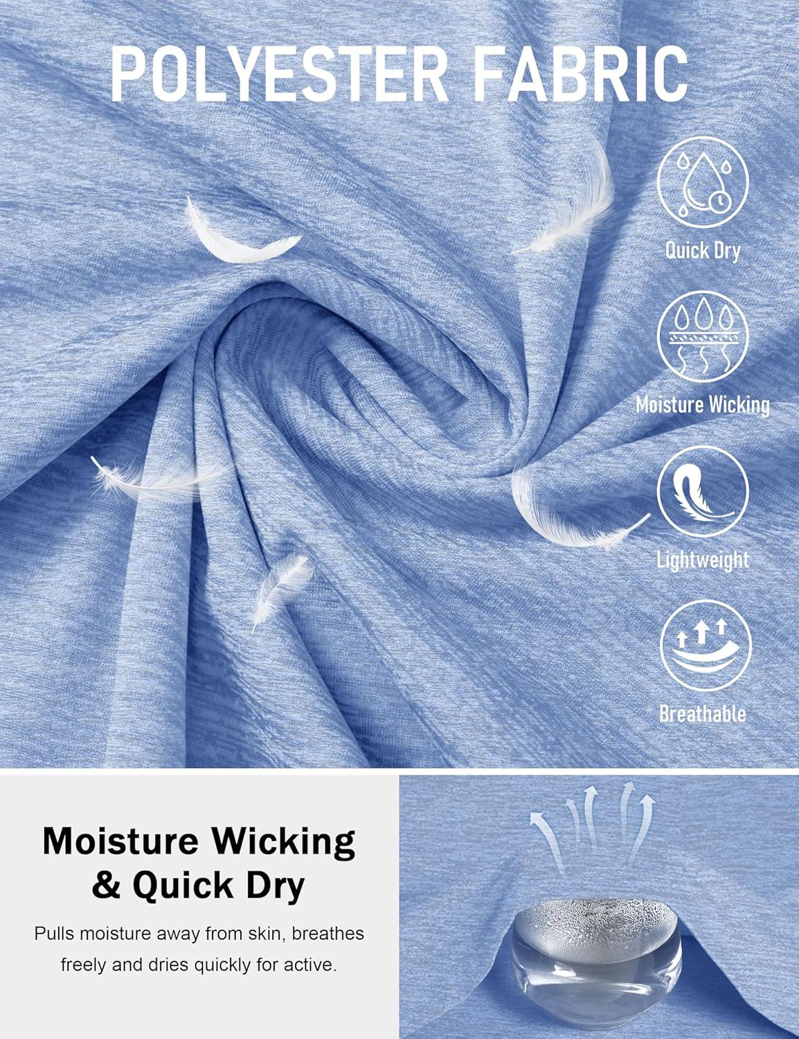 imageMAGCOMSEN Mens Workout Shirts Short Sleeve Tees Quick Dry Moisture Wicking Athletic Gym Running Crewneck TShirtLight Blue