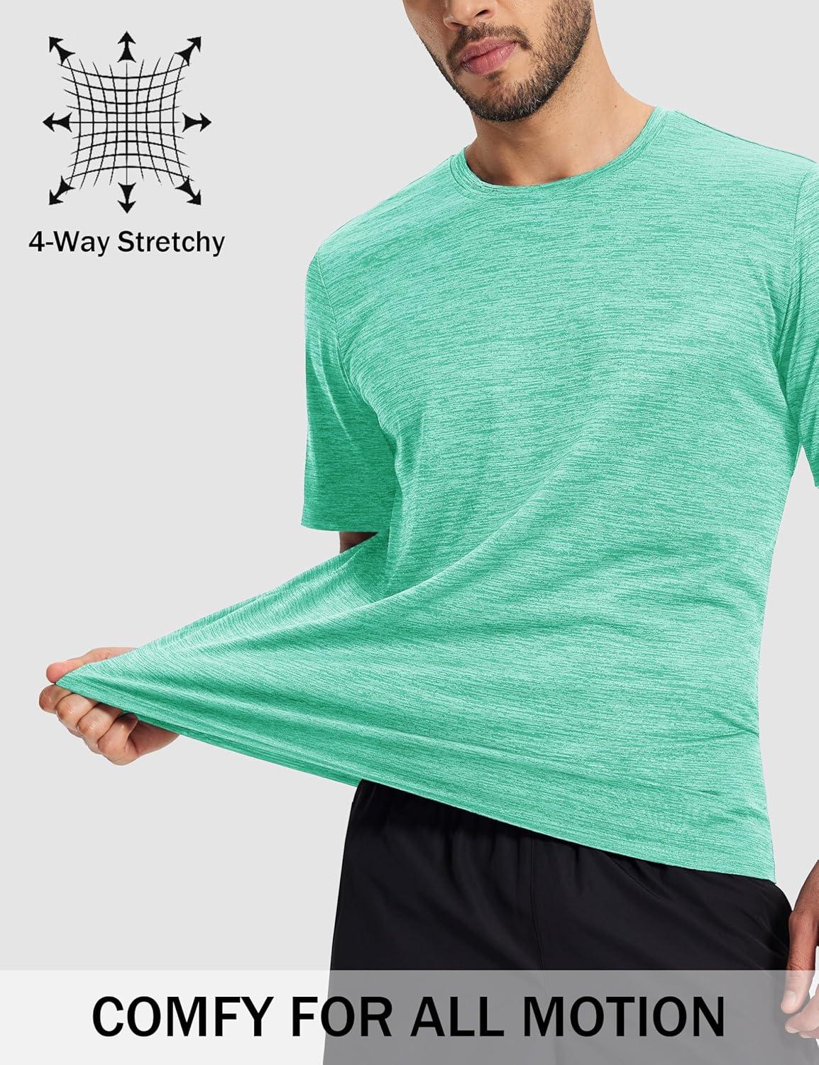 imageMAGCOMSEN Mens Workout Shirts Short Sleeve Tees Quick Dry Moisture Wicking Athletic Gym Running Crewneck TShirtLight Green