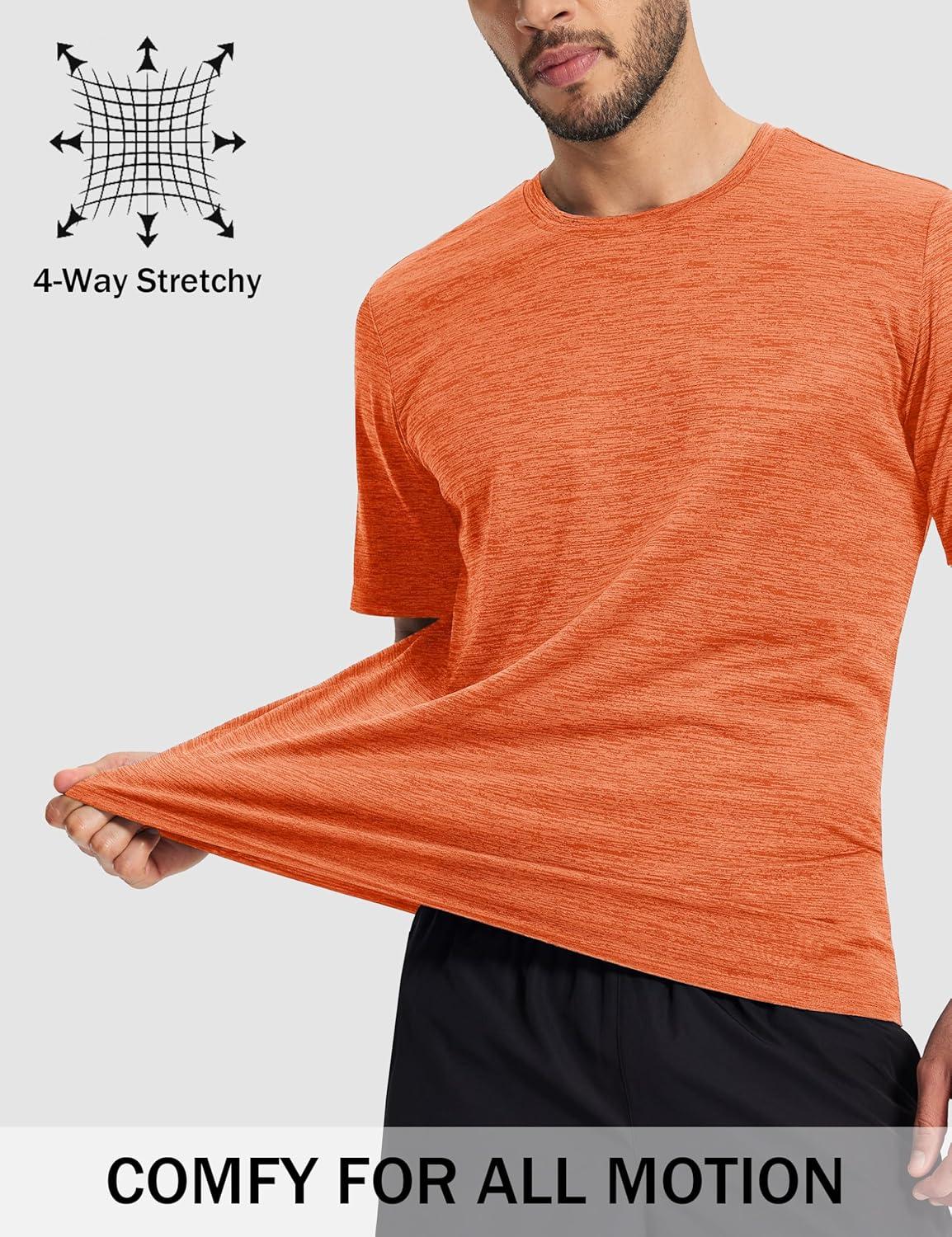 imageMAGCOMSEN Mens Workout Shirts Short Sleeve Tees Quick Dry Moisture Wicking Athletic Gym Running Crewneck TShirtOrange