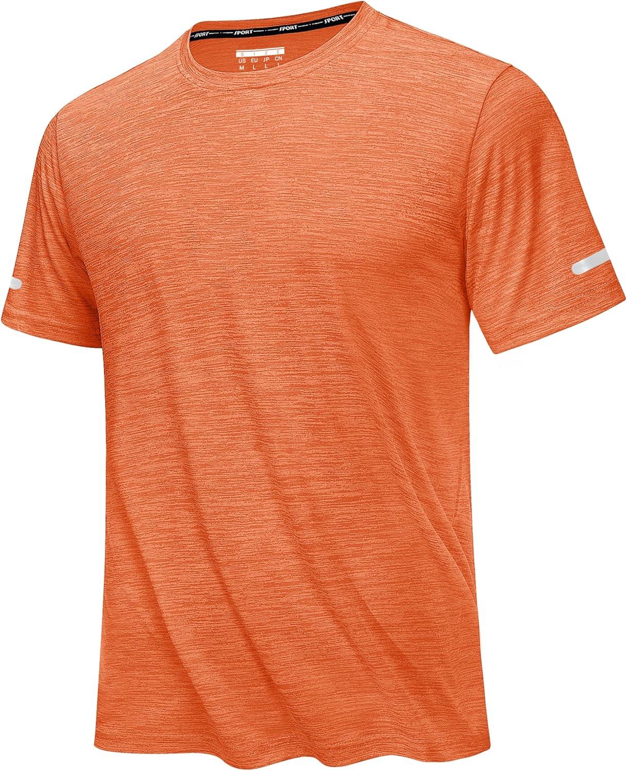imageMAGCOMSEN Mens Workout Shirts Short Sleeve Tees Quick Dry Moisture Wicking Athletic Gym Running Crewneck TShirtOrange
