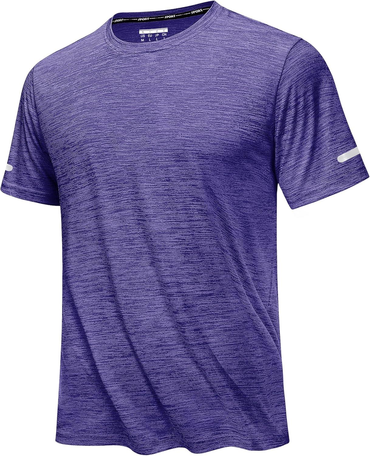 imageMAGCOMSEN Mens Workout Shirts Short Sleeve Tees Quick Dry Moisture Wicking Athletic Gym Running Crewneck TShirtViolet