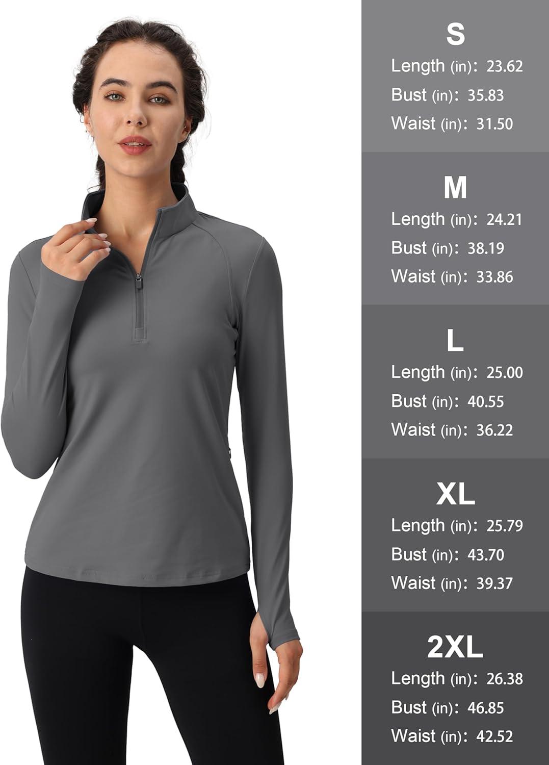 imageMAGCOMSEN Womens 14 Quarter Zip Pullover Thermal Running Shirts Long Sleeve Athletic Warm Tops with Zip PocketsDark Grey