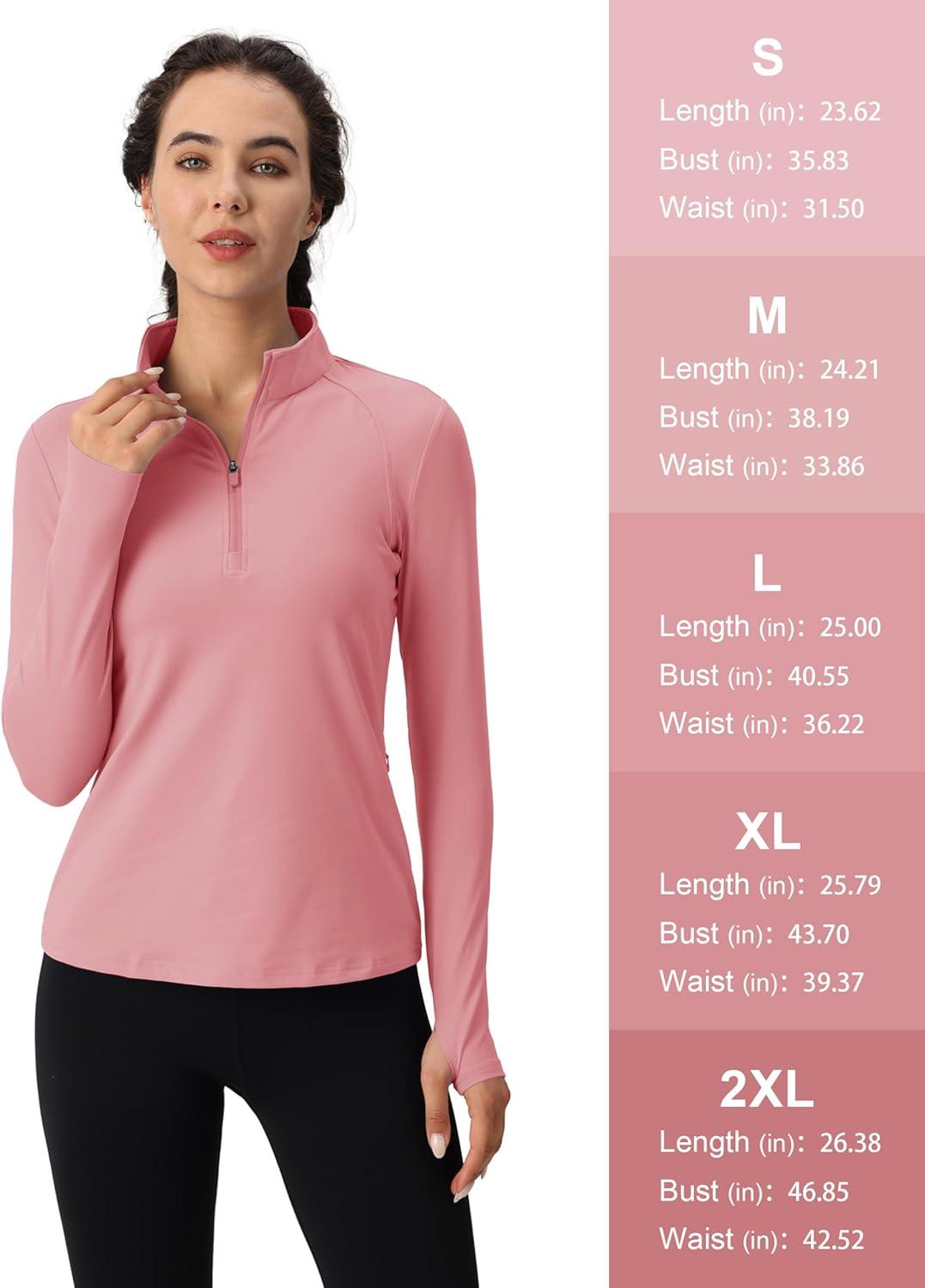 imageMAGCOMSEN Womens 14 Quarter Zip Pullover Thermal Running Shirts Long Sleeve Athletic Warm Tops with Zip PocketsGrey Pink