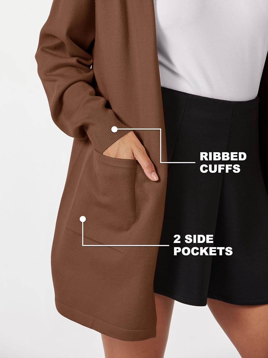 imageMAGCOMSEN Womens Cardigan Open Front Knit Hoodie Sweater Coatigan Jacket 2024 Casual Fall Trendy Coats with PocketsBrown