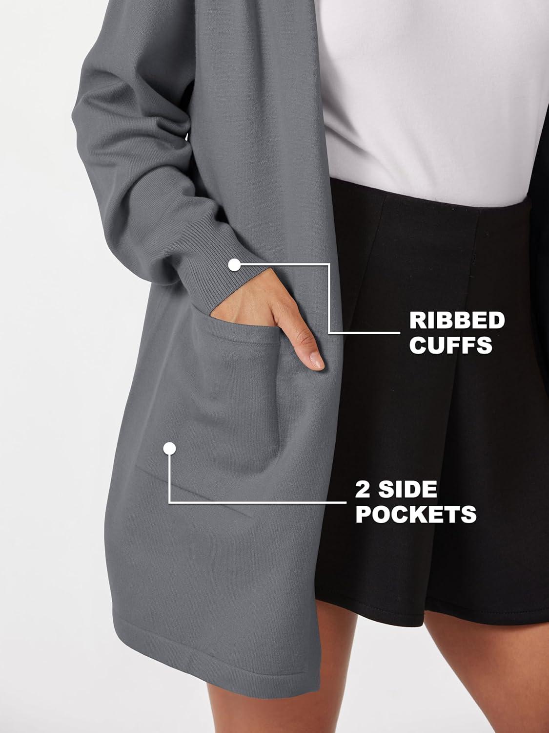 imageMAGCOMSEN Womens Cardigan Open Front Knit Hoodie Sweater Coatigan Jacket 2024 Casual Fall Trendy Coats with PocketsDark Gray