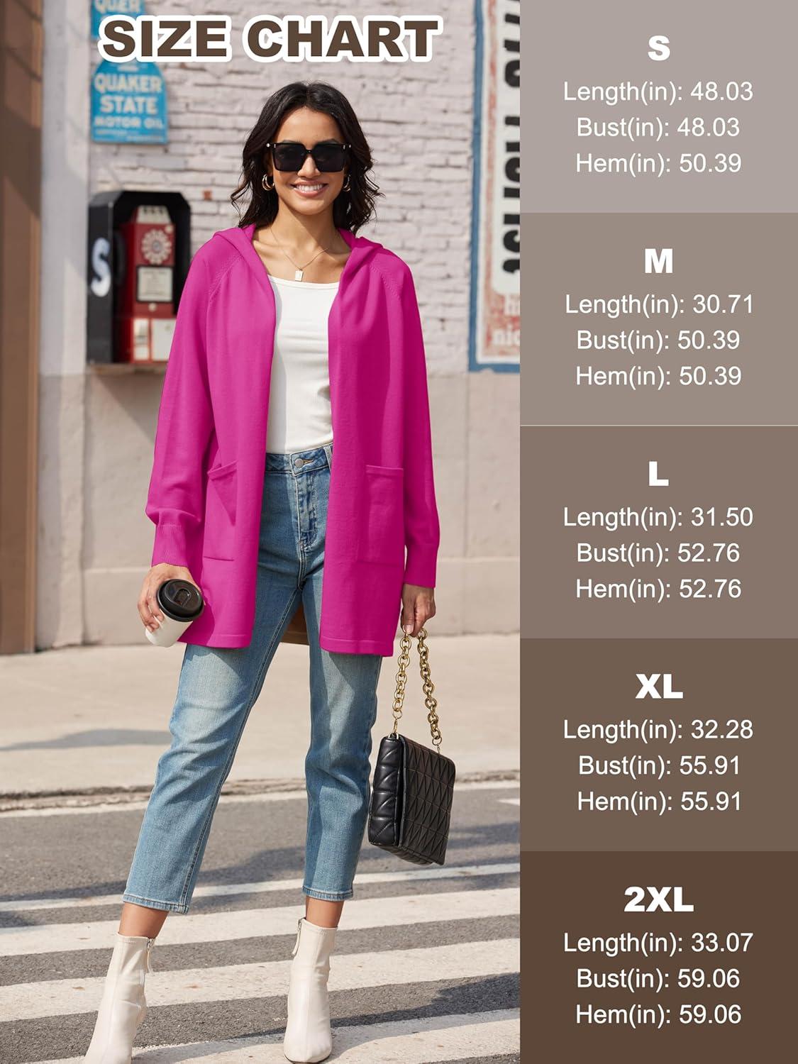 imageMAGCOMSEN Womens Cardigan Open Front Knit Hoodie Sweater Coatigan Jacket 2024 Casual Fall Trendy Coats with PocketsDark Rose