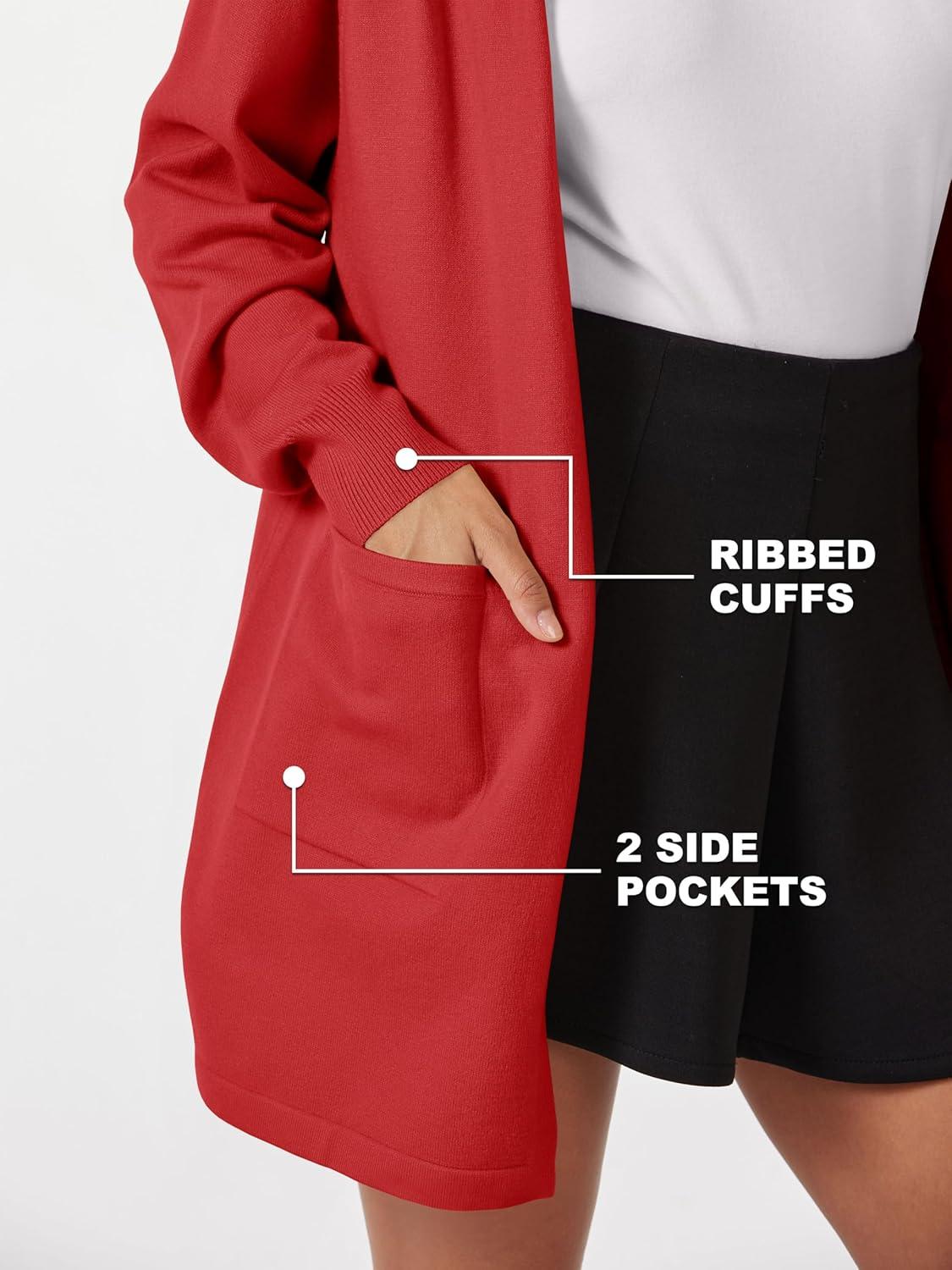 imageMAGCOMSEN Womens Cardigan Open Front Knit Hoodie Sweater Coatigan Jacket 2024 Casual Fall Trendy Coats with PocketsTomato Red