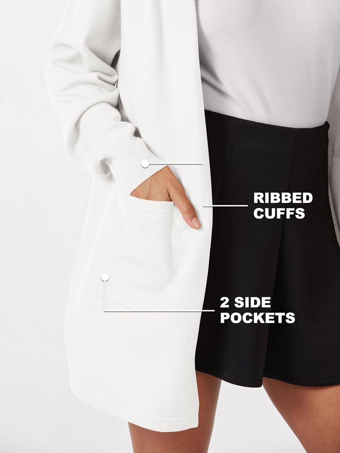 imageMAGCOMSEN Womens Cardigan Open Front Knit Hoodie Sweater Coatigan Jacket 2024 Casual Fall Trendy Coats with PocketsWhite