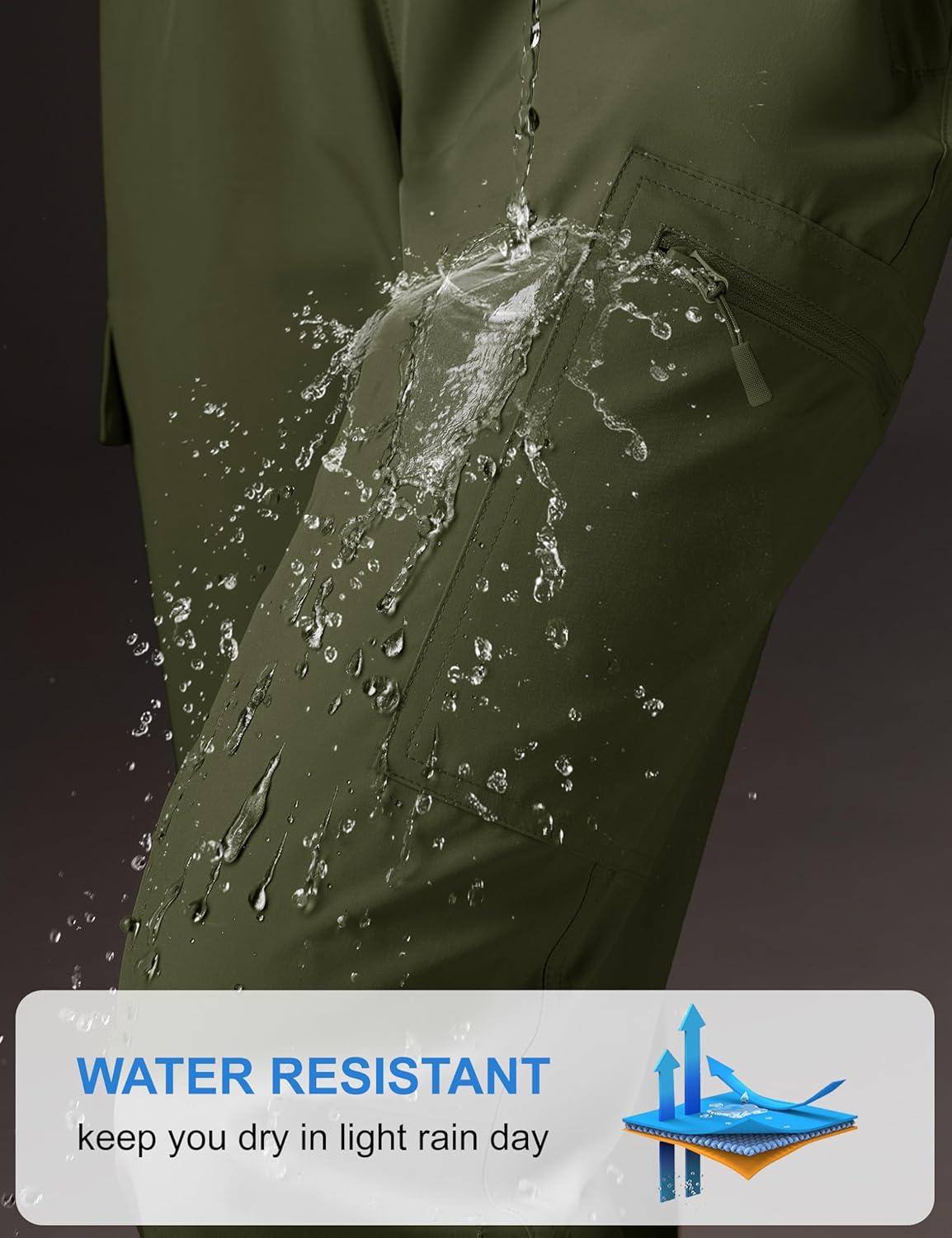 imageMAGCOMSEN Womens Cargo Joggers Lightweight Quick Dry Hiking Pants UPF 50 Athletic Workout Travel Joggers Zipper PocketsArmy Green