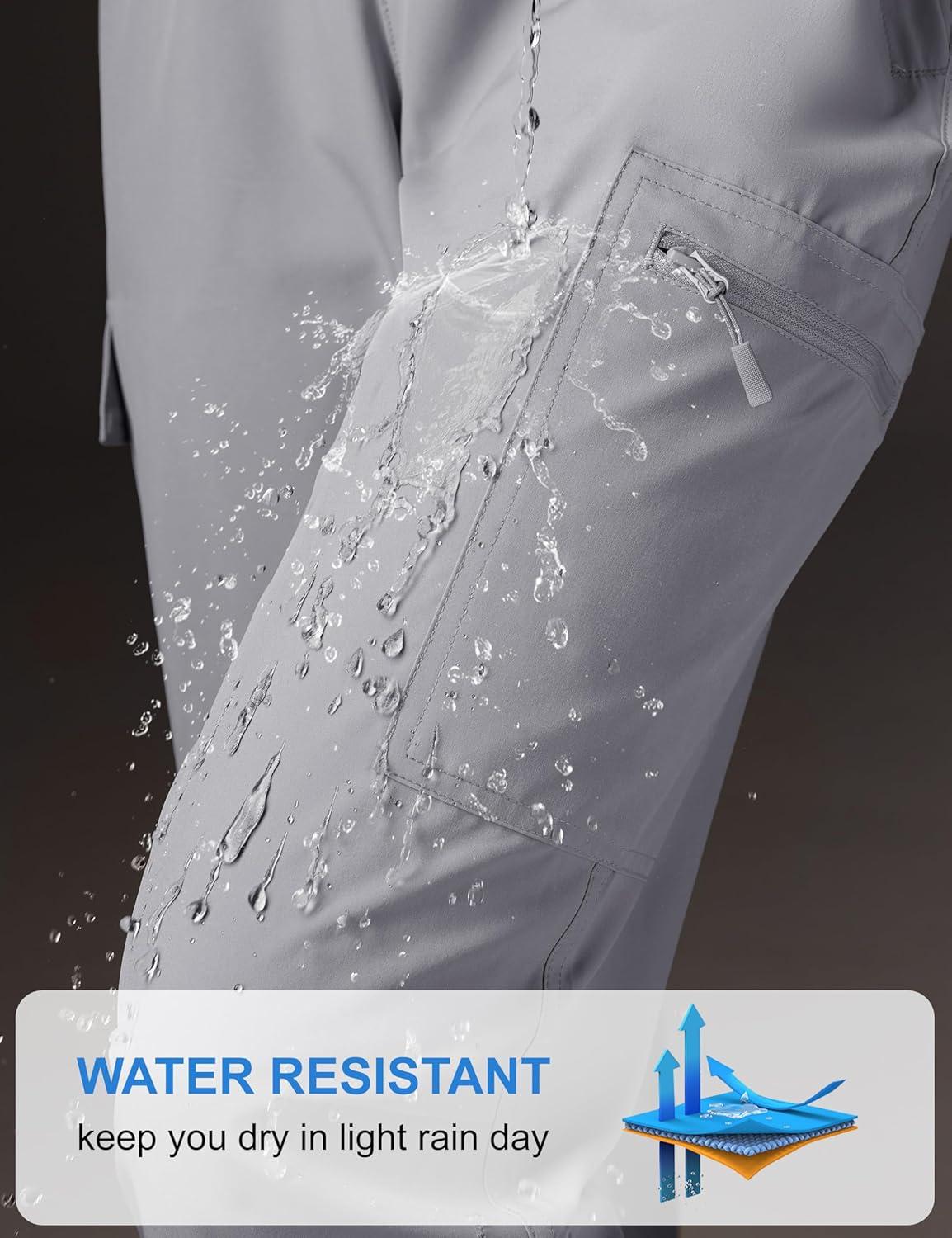 imageMAGCOMSEN Womens Cargo Joggers Lightweight Quick Dry Hiking Pants UPF 50 Athletic Workout Travel Joggers Zipper PocketsLight Gray