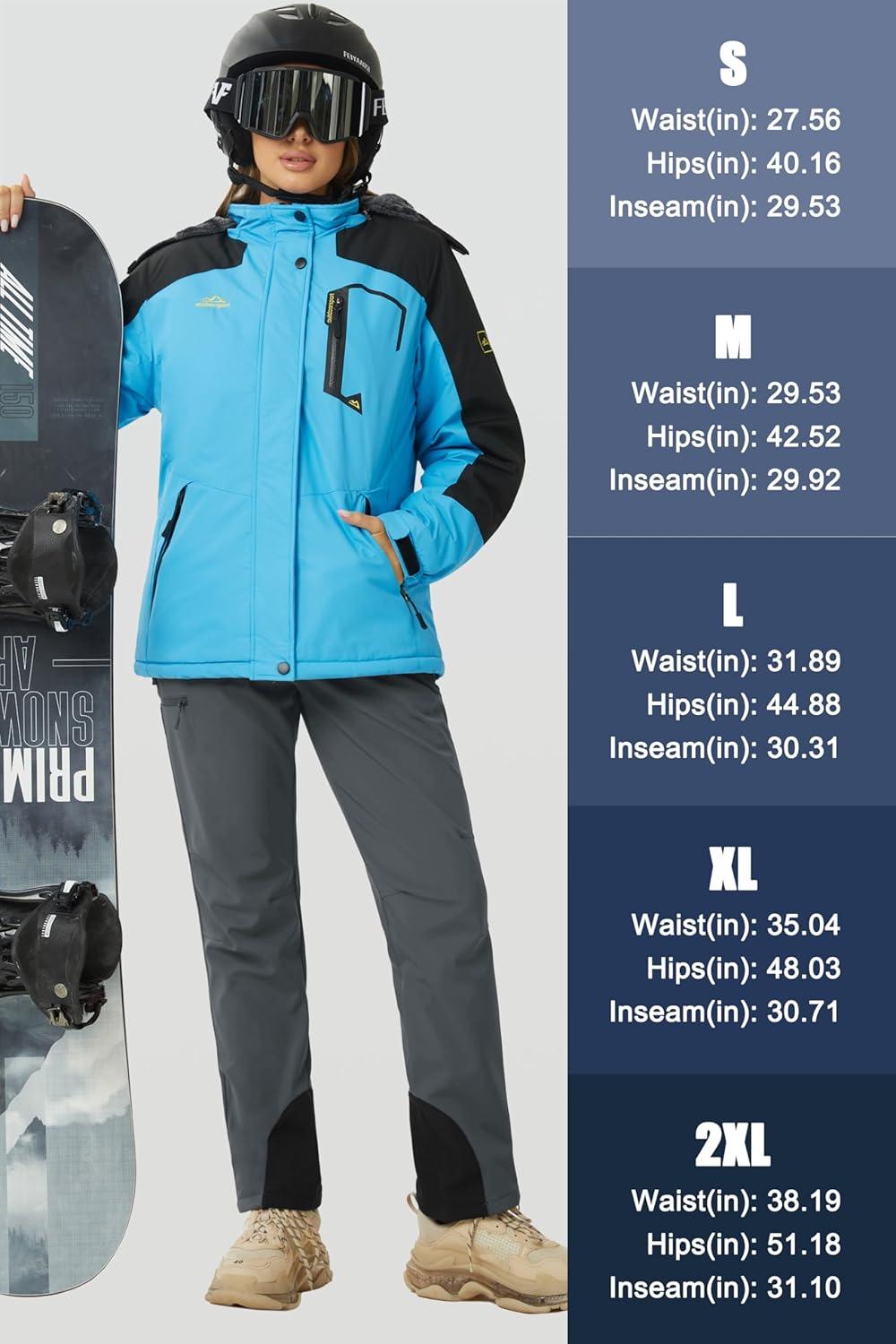 imageMAGCOMSEN Womens Fleece Lined Winter Hiking Pants Waterproof Insulated Ski Snow Pants Outdoor Hunting Softshell PantsDark Grey