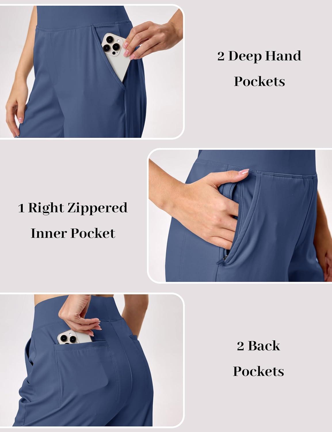 imageMAGCOMSEN Womens Golf Pants UPF 50 High Waisted Stretch 78 Ankle Dress Work Casual Slack Summer Travel Pants 5 PocketsAurora Blue