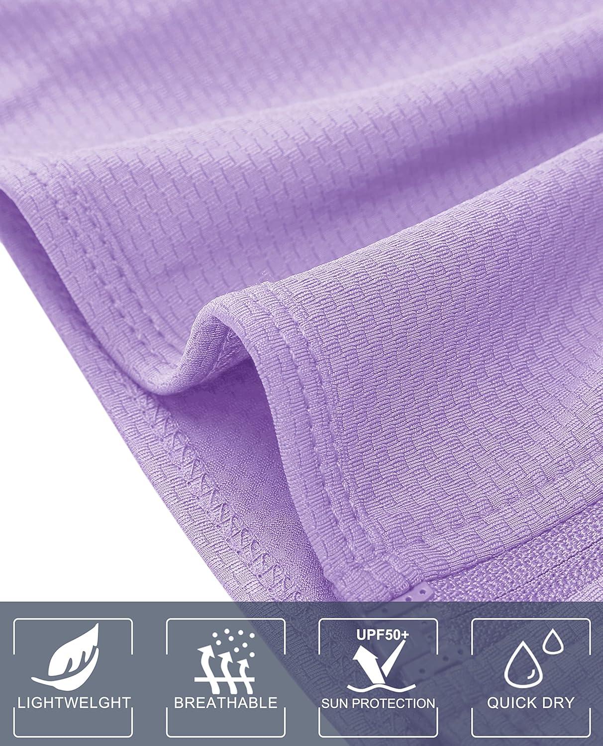 imageMAGCOMSEN Womens Hiking Jacket Lightweight Long Sleeve UPF 50 Sun Protection Shirt Breathable SPF Shirts with Thumb Holes Light Purple L