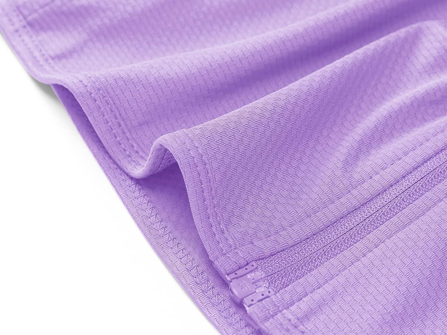 imageMAGCOMSEN Womens Hiking Jacket Lightweight Long Sleeve UPF 50 Sun Protection Shirt Breathable SPF Shirts with Thumb Holes Light Purple L