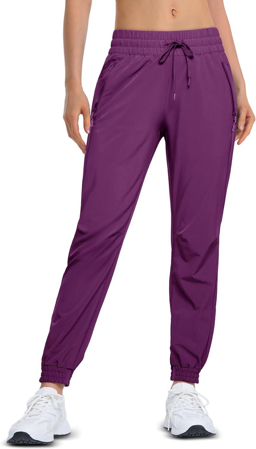 imageMAGCOMSEN Womens Hiking Pants Lightweight Quick Dry Athletic Running Joggers with Pockets Outdoor Travel SweatpantsDark Grey