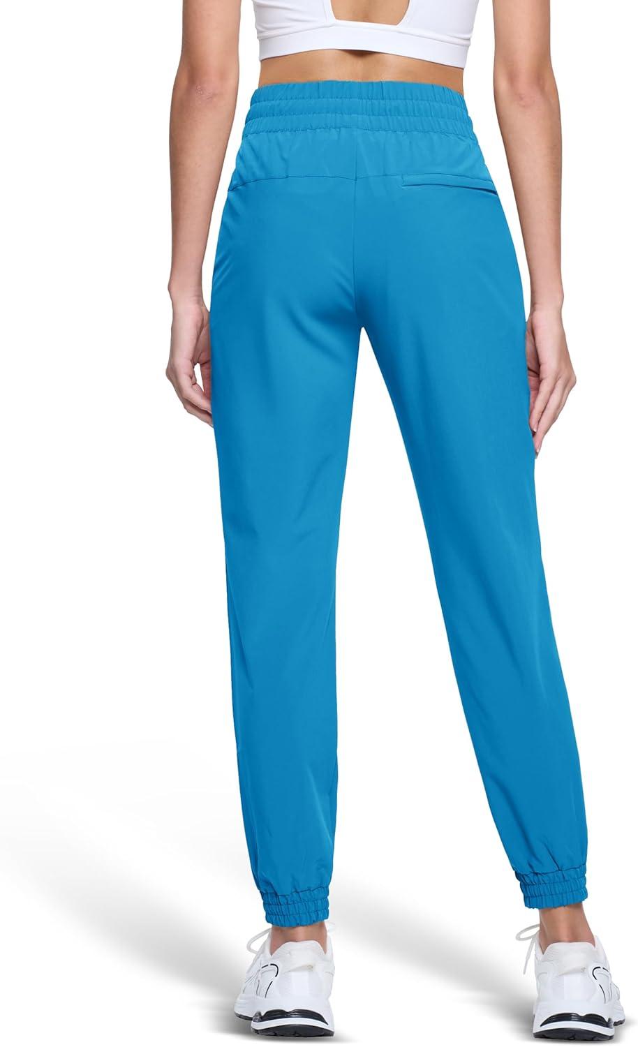 imageMAGCOMSEN Womens Hiking Pants Lightweight Quick Dry Athletic Running Joggers with Pockets Outdoor Travel SweatpantsLake Blue