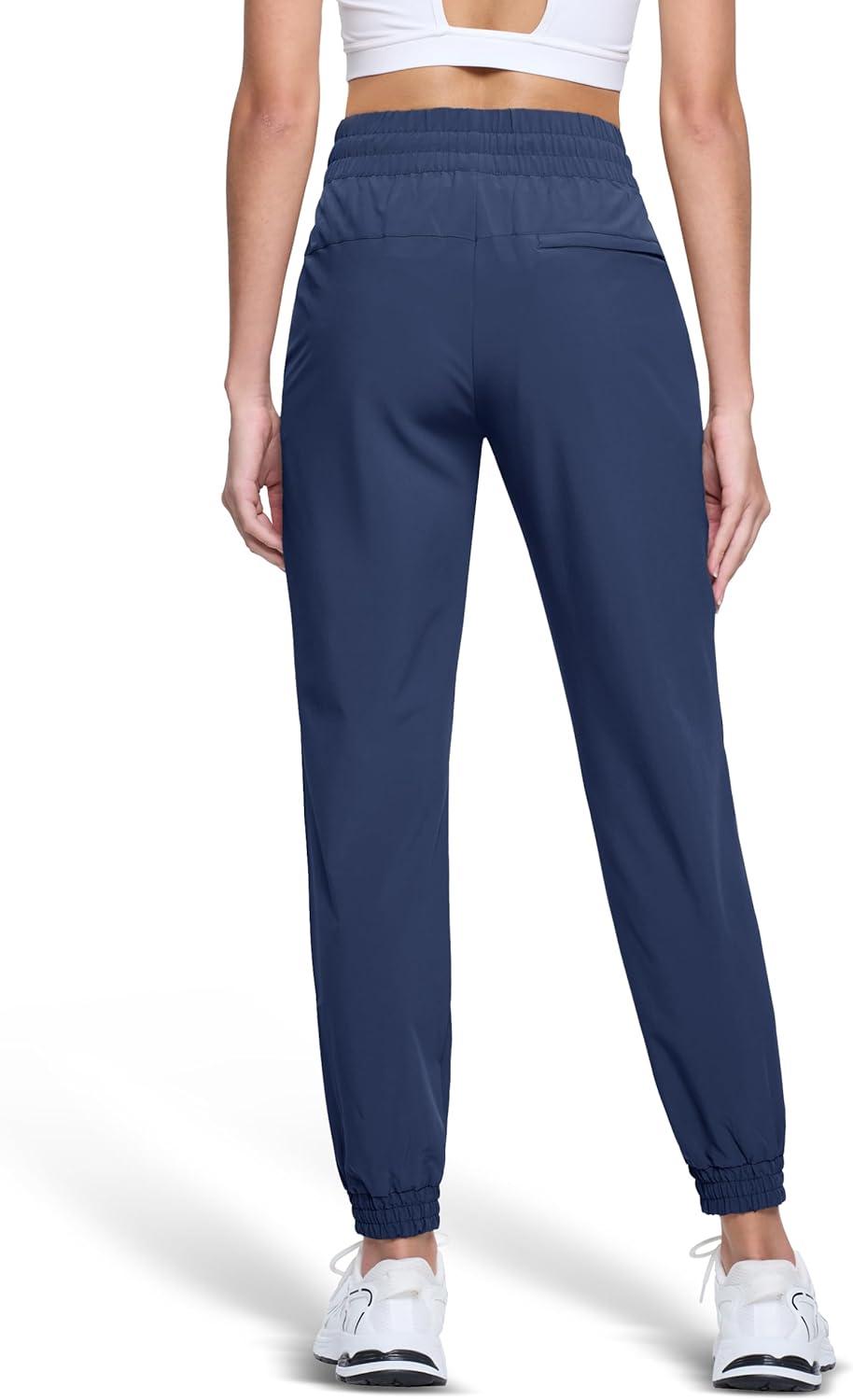 imageMAGCOMSEN Womens Hiking Pants Lightweight Quick Dry Athletic Running Joggers with Pockets Outdoor Travel SweatpantsNavy