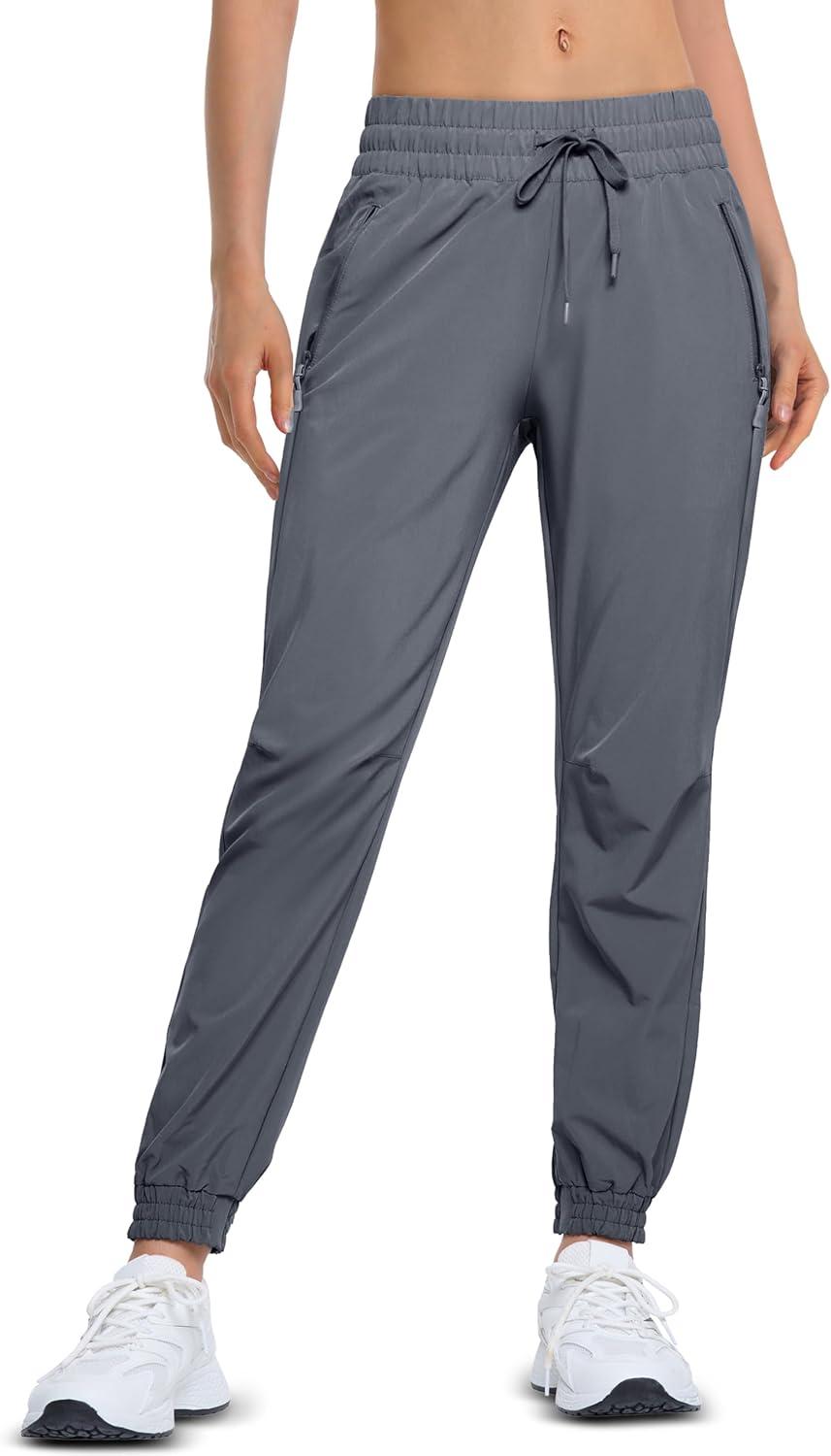 imageMAGCOMSEN Womens Hiking Pants Lightweight Quick Dry Athletic Running Joggers with Pockets Outdoor Travel SweatpantsPurple Red