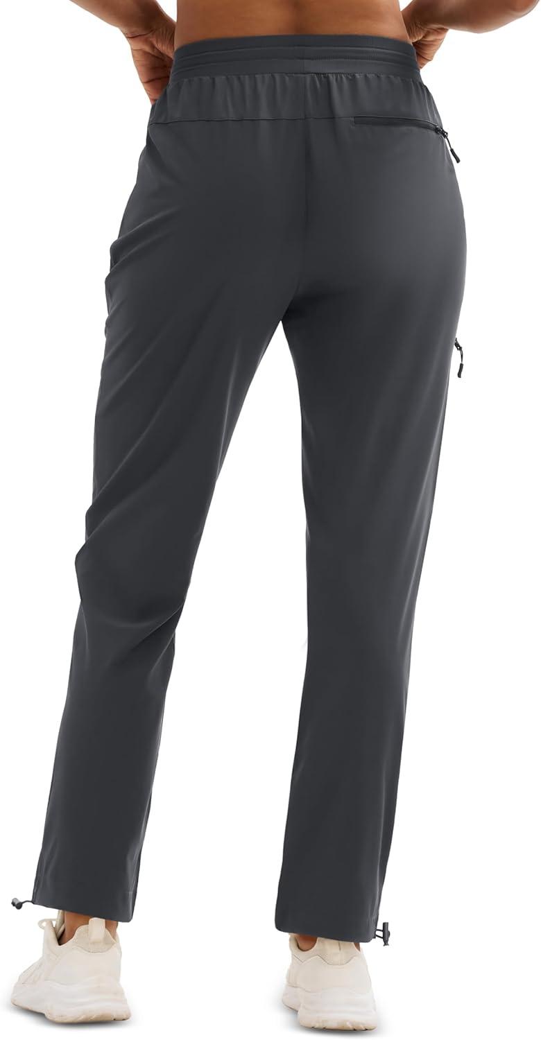 imageMAGCOMSEN Womens Hiking Pants UPF 50 Water Resistant Quick Dry Lightweight Elastic Waist Cargo Pants with 4 PocketsDark Grey