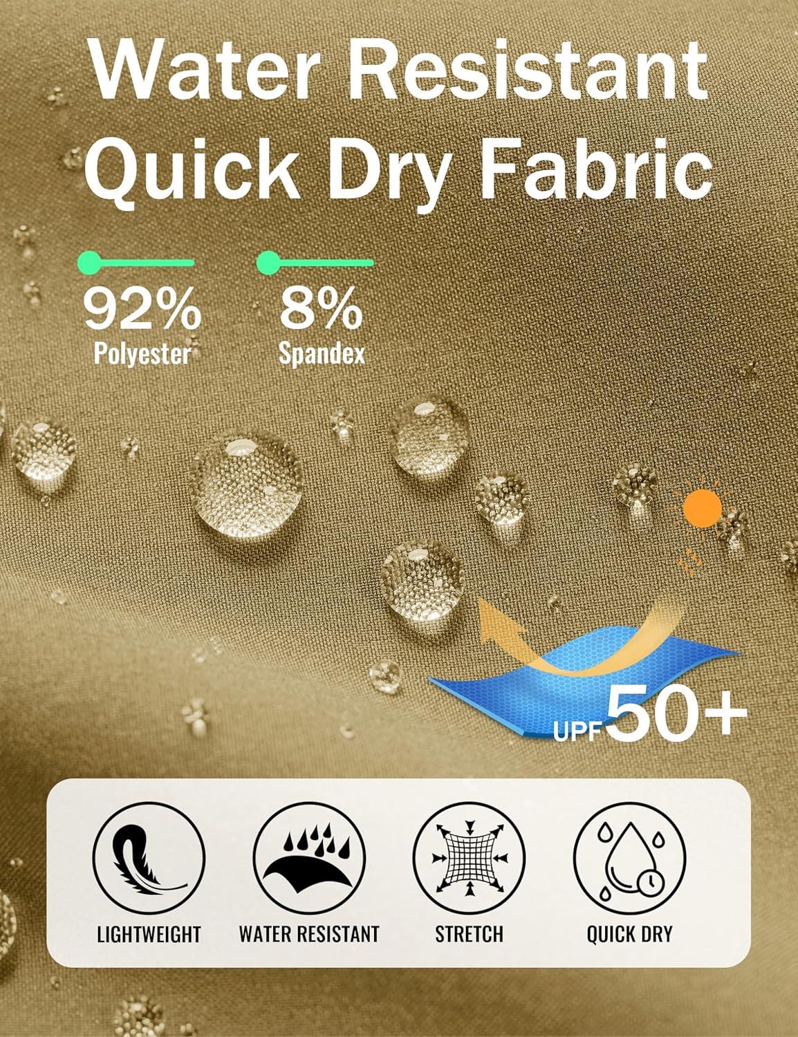 imageMAGCOMSEN Womens Hiking Pants UPF 50 Water Resistant Quick Dry Lightweight Elastic Waist Cargo Pants with 4 PocketsKhaki