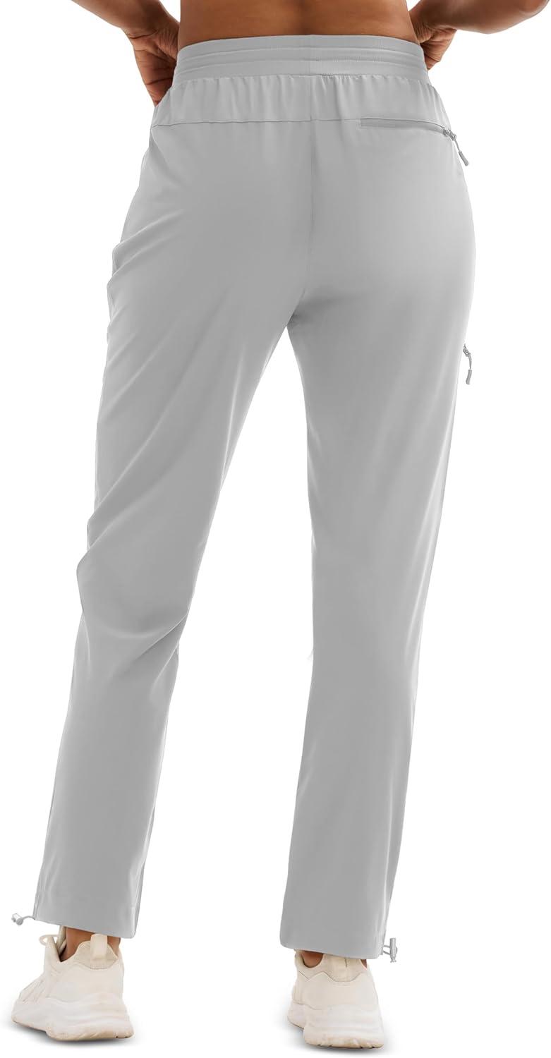 imageMAGCOMSEN Womens Hiking Pants UPF 50 Water Resistant Quick Dry Lightweight Elastic Waist Cargo Pants with 4 PocketsLight Grey