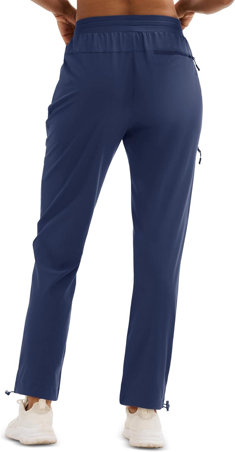 imageMAGCOMSEN Womens Hiking Pants UPF 50 Water Resistant Quick Dry Lightweight Elastic Waist Cargo Pants with 4 PocketsNavy