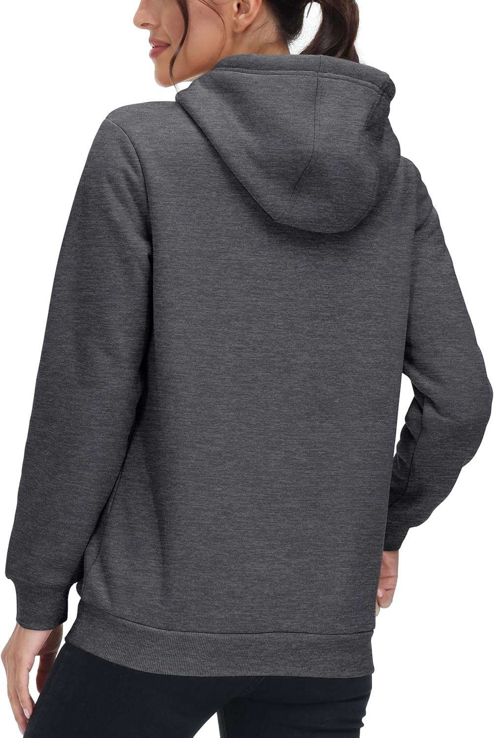 imageMAGCOMSEN Womens Hoodies Thick Fleece Lined Hooded Sweatshirt Warm Sherpa Lined Heavyweight Pullover with PocketDark Grey