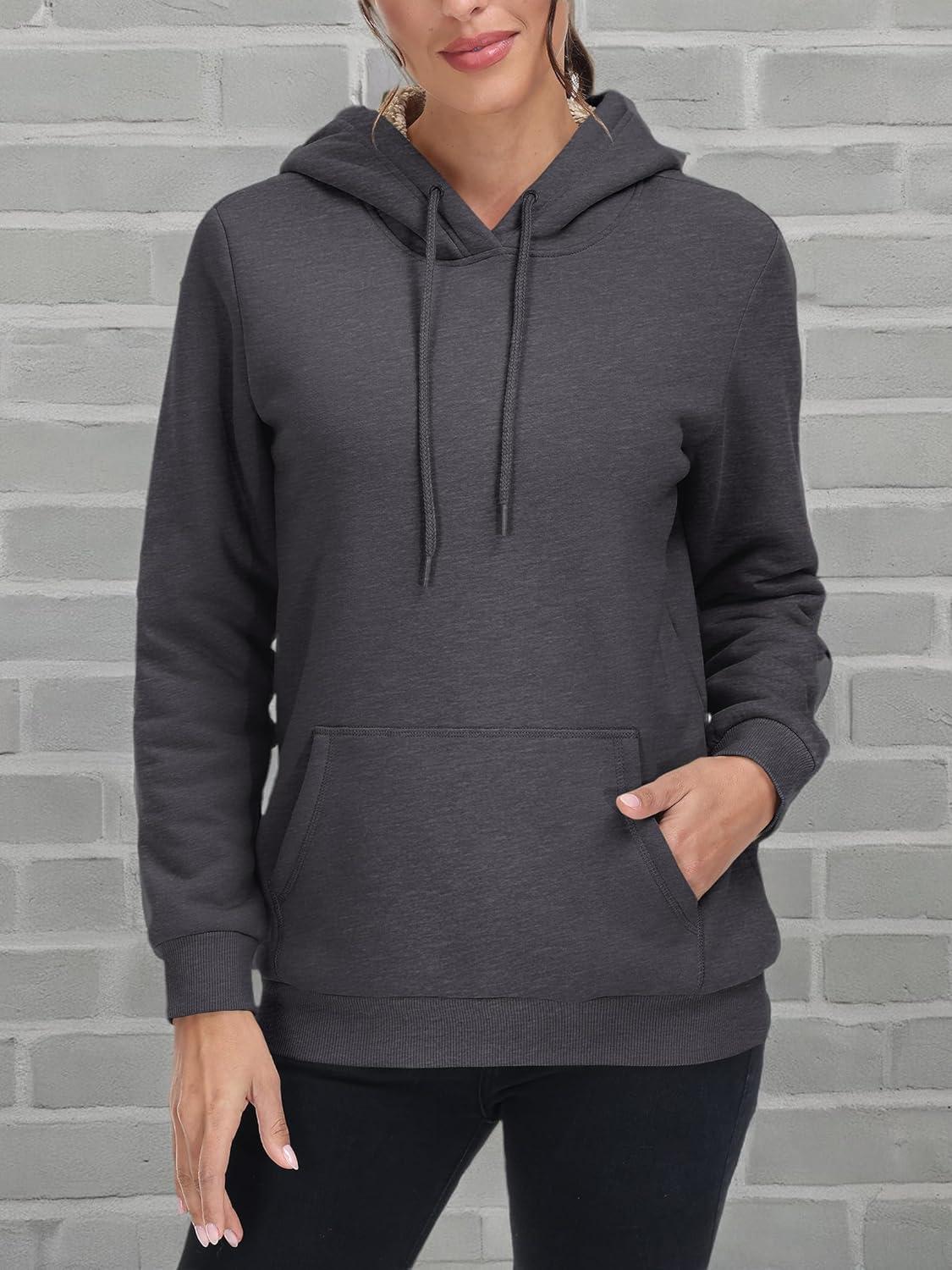 imageMAGCOMSEN Womens Hoodies Thick Fleece Lined Hooded Sweatshirt Warm Sherpa Lined Heavyweight Pullover with PocketDark Grey