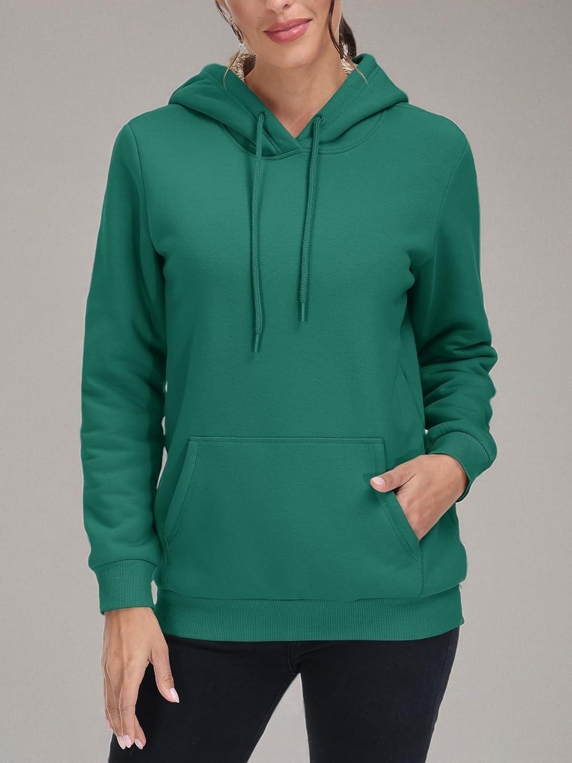 imageMAGCOMSEN Womens Hoodies Thick Fleece Lined Hooded Sweatshirt Warm Sherpa Lined Heavyweight Pullover with PocketEmerald Green