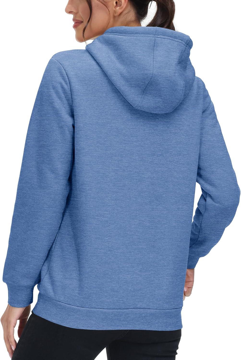 imageMAGCOMSEN Womens Hoodies Thick Fleece Lined Hooded Sweatshirt Warm Sherpa Lined Heavyweight Pullover with PocketGrey Blue