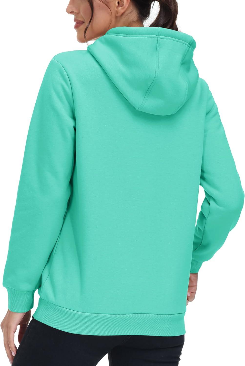 imageMAGCOMSEN Womens Hoodies Thick Fleece Lined Hooded Sweatshirt Warm Sherpa Lined Heavyweight Pullover with PocketMint Green