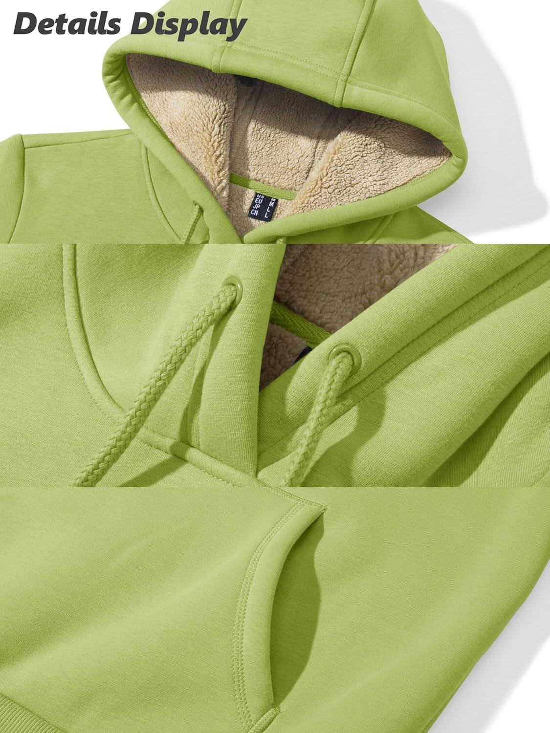 imageMAGCOMSEN Womens Hoodies Thick Fleece Lined Hooded Sweatshirt Warm Sherpa Lined Heavyweight Pullover with PocketOlive Green