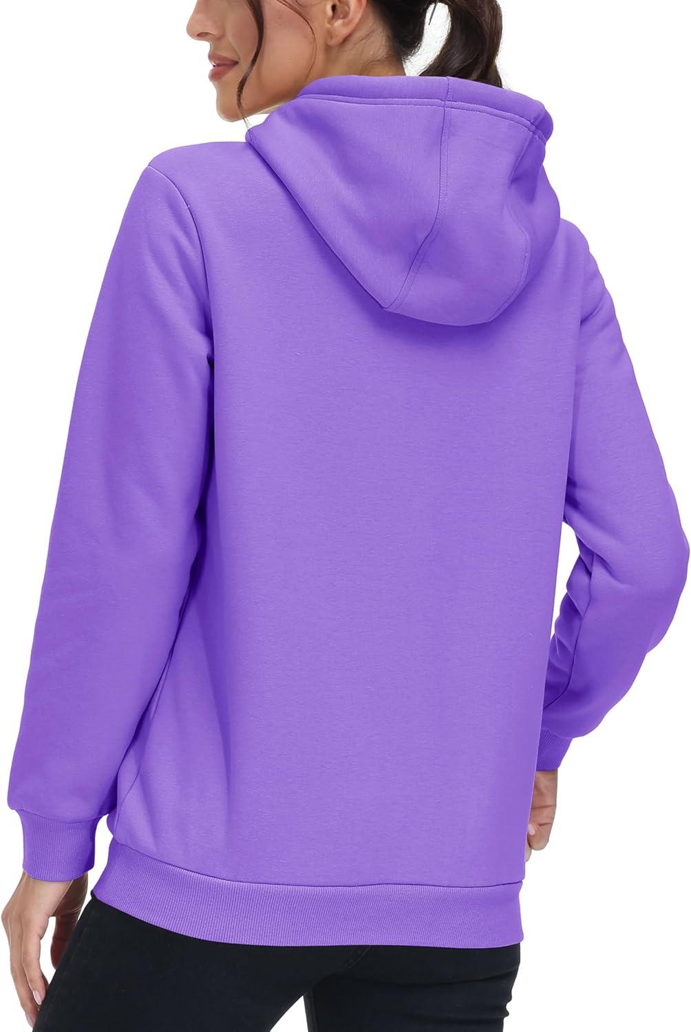 imageMAGCOMSEN Womens Hoodies Thick Fleece Lined Hooded Sweatshirt Warm Sherpa Lined Heavyweight Pullover with PocketPurple