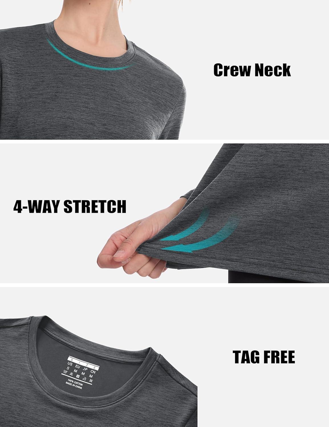 imageMAGCOMSEN Womens Long Sleeve Shirts UPF 50 Sun Protection Quick Dry Athletic Running Workout Tops Rash GuardDark Grey