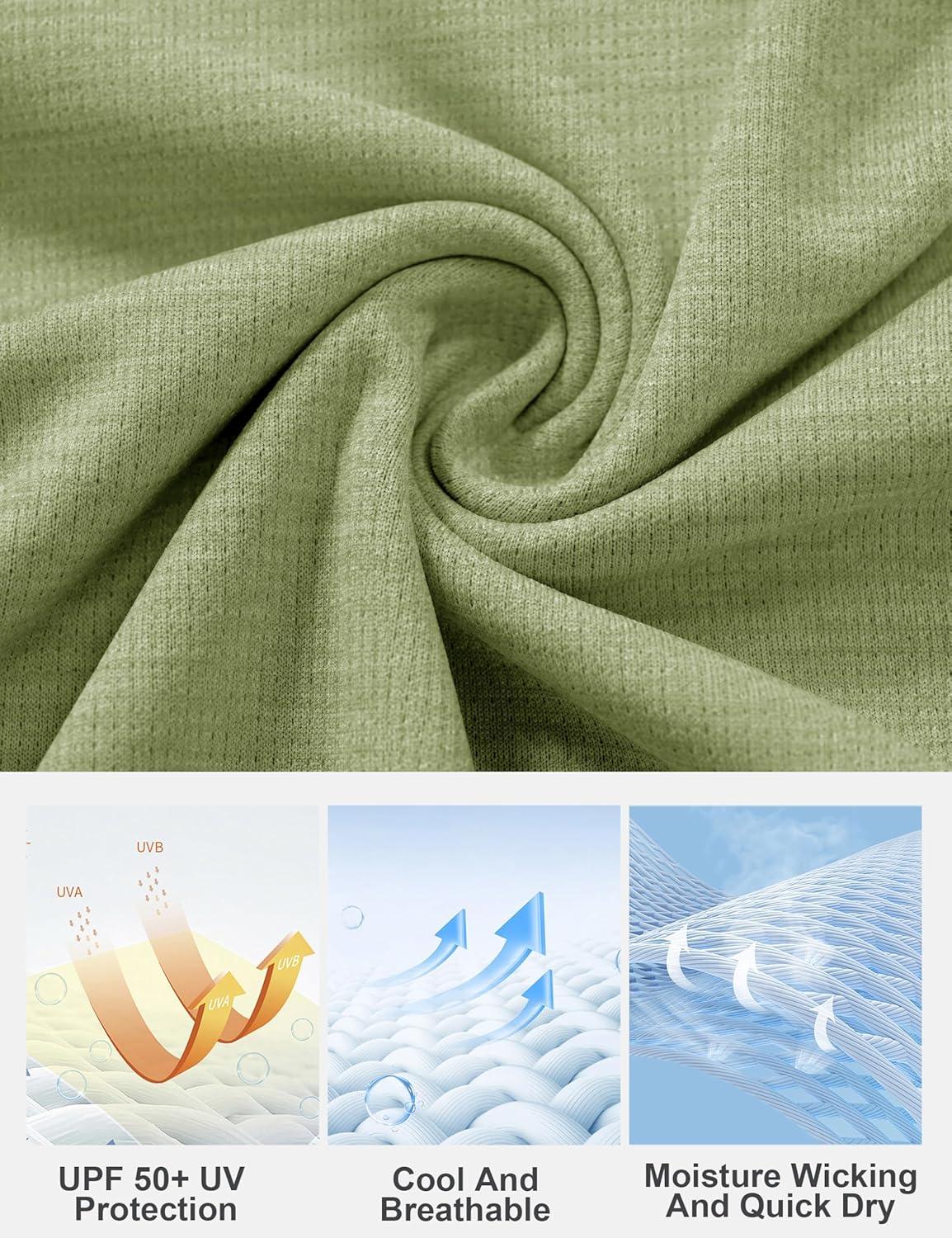 imageMAGCOMSEN Womens Long Sleeve Shirts UPF 50 Sun Protection Quick Dry Athletic Running Workout Tops Rash GuardGreen