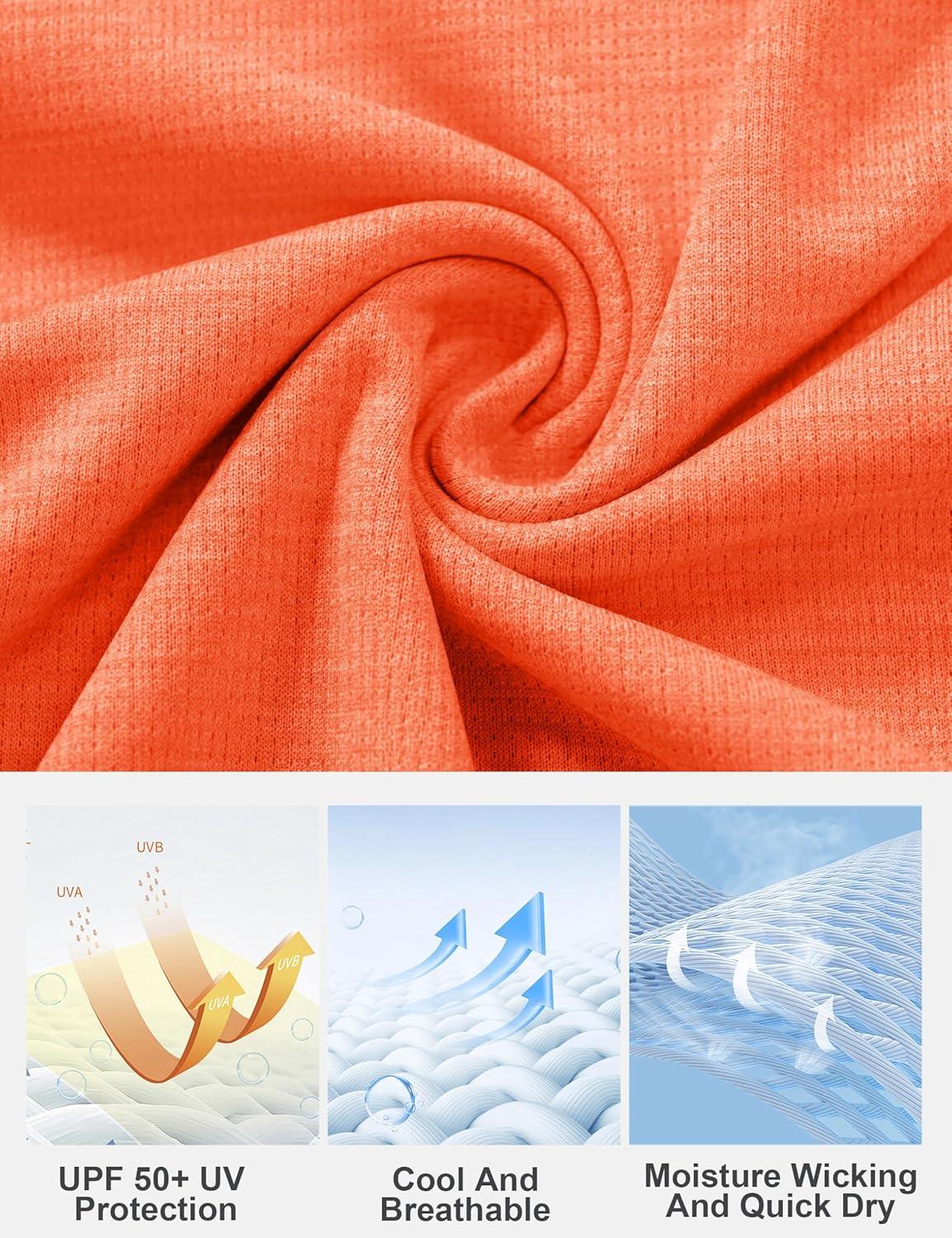 imageMAGCOMSEN Womens Long Sleeve Shirts UPF 50 Sun Protection Quick Dry Athletic Running Workout Tops Rash GuardOrange