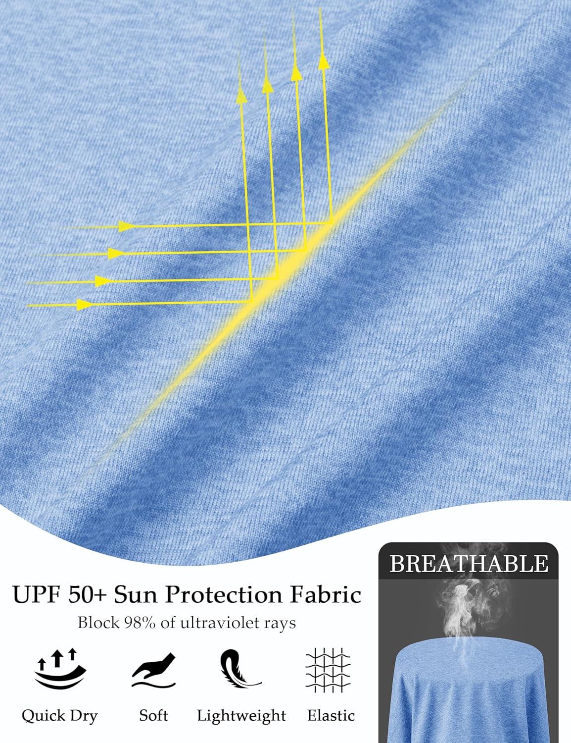 imageMAGCOMSEN Womens Long Sleeve Shirts UPF 50 Workout Tops Sun Protection Athletic Running Swim Rash GuardLight Blue