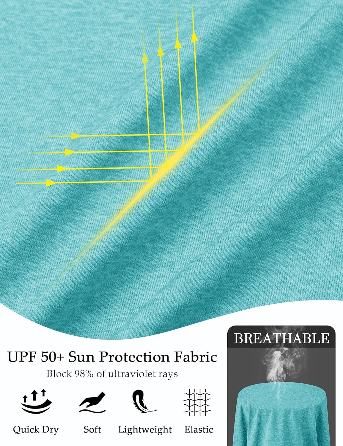 imageMAGCOMSEN Womens Long Sleeve Shirts UPF 50 Workout Tops Sun Protection Athletic Running Swim Rash GuardLight Green