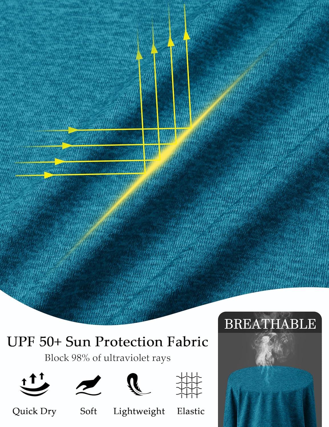 imageMAGCOMSEN Womens Long Sleeve Shirts UPF 50 Workout Tops Sun Protection Athletic Running Swim Rash GuardPeacock Blue